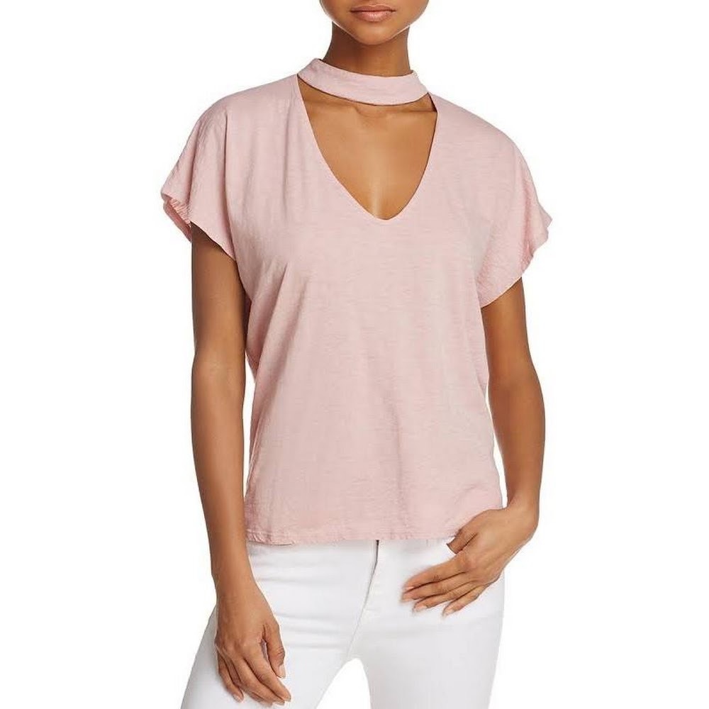 Velvet t shirt with choker neck